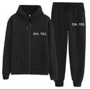 2 Pcs Men's Fleece Printed Hoodie Track Suit
